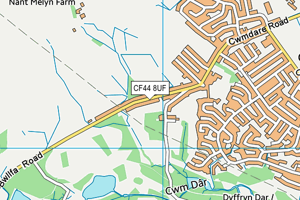 CF44 8UF map - OS VectorMap District (Ordnance Survey)
