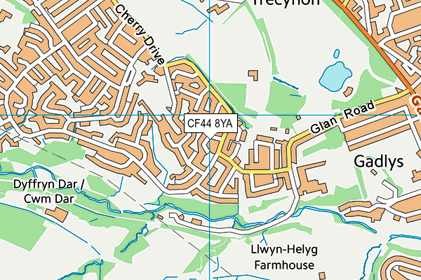 CF44 8YA map - OS VectorMap District (Ordnance Survey)