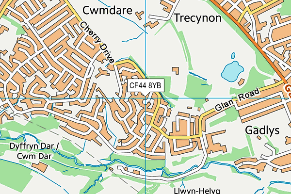 CF44 8YB map - OS VectorMap District (Ordnance Survey)