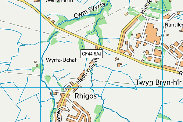 CF44 9AJ map - OS VectorMap District (Ordnance Survey)