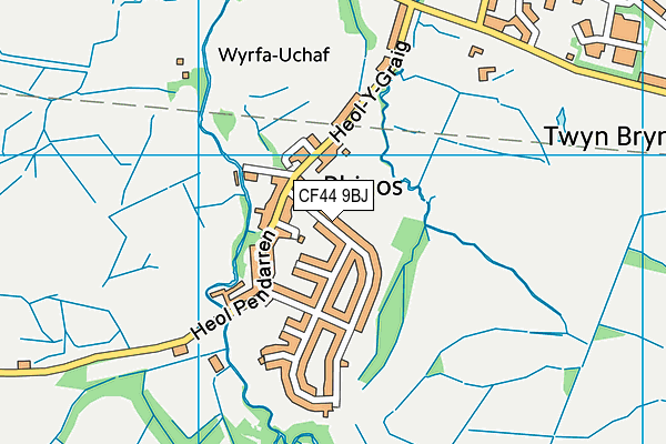 CF44 9BJ map - OS VectorMap District (Ordnance Survey)