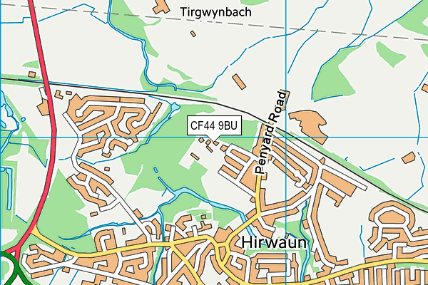 CF44 9BU map - OS VectorMap District (Ordnance Survey)