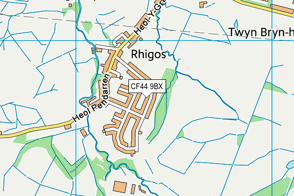 CF44 9BX map - OS VectorMap District (Ordnance Survey)