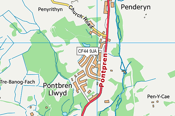 CF44 9JA map - OS VectorMap District (Ordnance Survey)