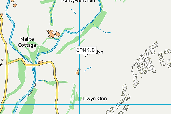 CF44 9JD map - OS VectorMap District (Ordnance Survey)