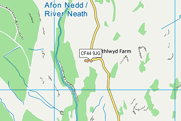 CF44 9JG map - OS VectorMap District (Ordnance Survey)