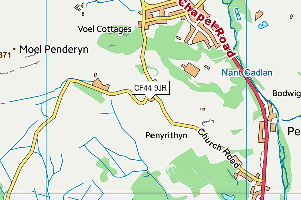 CF44 9JR map - OS VectorMap District (Ordnance Survey)