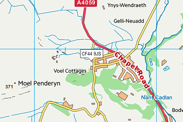 CF44 9JS map - OS VectorMap District (Ordnance Survey)