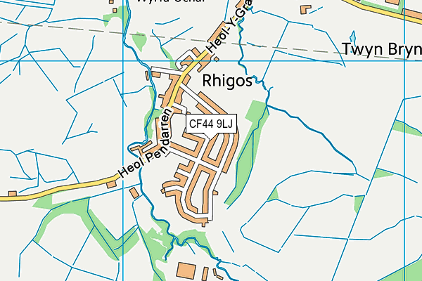 CF44 9LJ map - OS VectorMap District (Ordnance Survey)