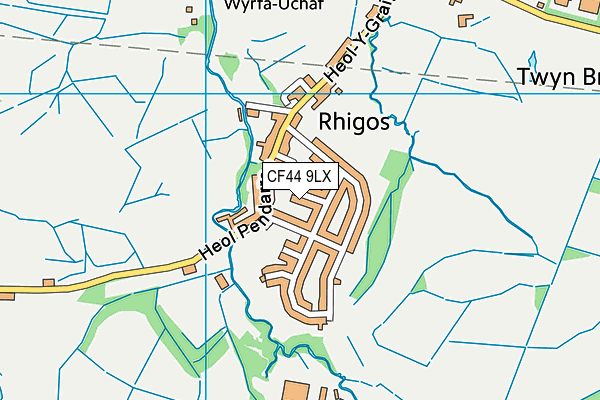 CF44 9LX map - OS VectorMap District (Ordnance Survey)