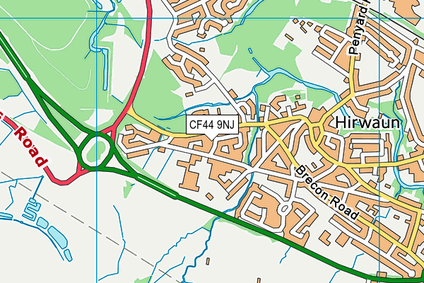 CF44 9NJ map - OS VectorMap District (Ordnance Survey)