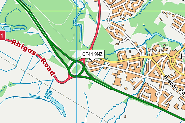 CF44 9NZ map - OS VectorMap District (Ordnance Survey)