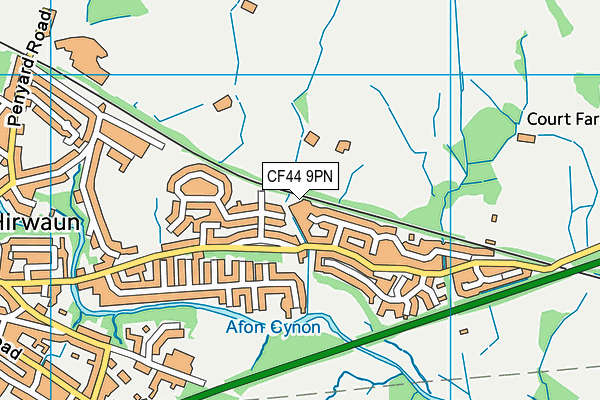 CF44 9PN map - OS VectorMap District (Ordnance Survey)