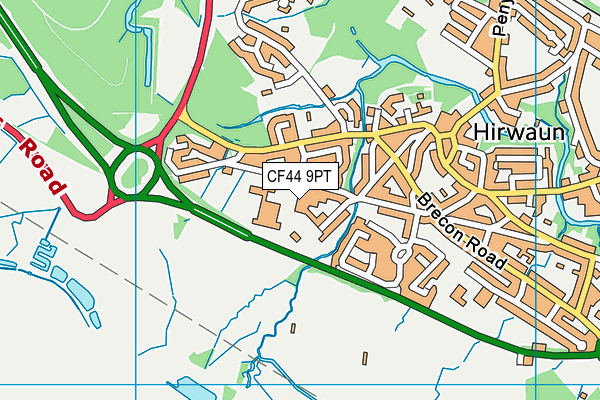 CF44 9PT map - OS VectorMap District (Ordnance Survey)