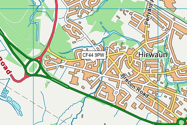 CF44 9PW map - OS VectorMap District (Ordnance Survey)