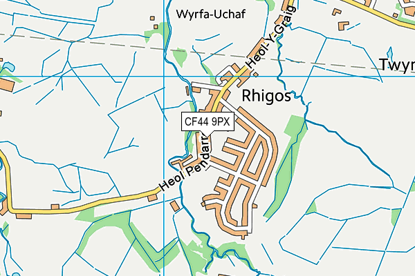 CF44 9PX map - OS VectorMap District (Ordnance Survey)