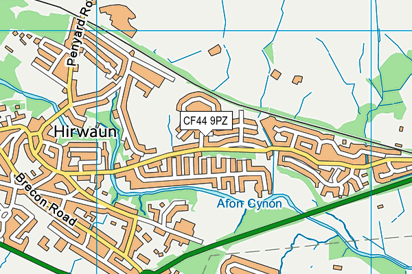 CF44 9PZ map - OS VectorMap District (Ordnance Survey)