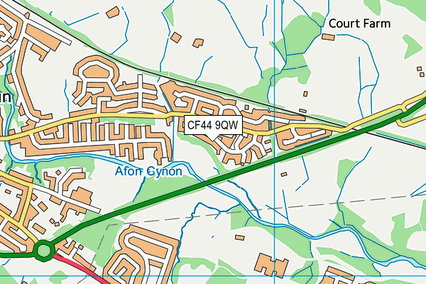 CF44 9QW map - OS VectorMap District (Ordnance Survey)