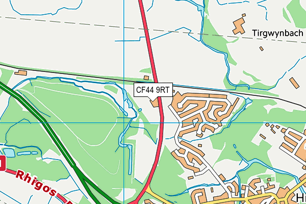CF44 9RT map - OS VectorMap District (Ordnance Survey)