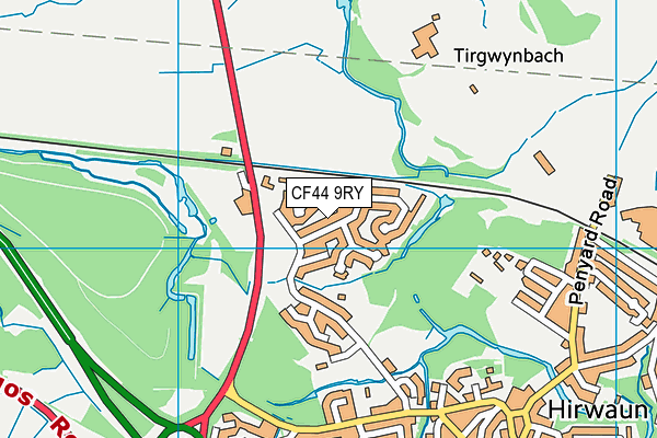 CF44 9RY map - OS VectorMap District (Ordnance Survey)