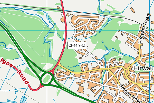 CF44 9RZ map - OS VectorMap District (Ordnance Survey)