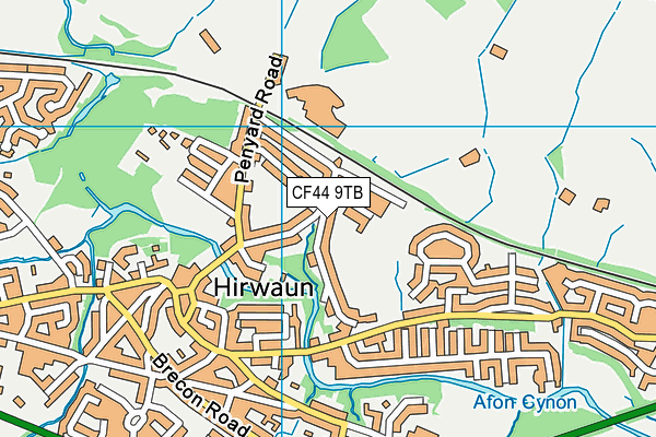 CF44 9TB map - OS VectorMap District (Ordnance Survey)