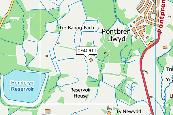 CF44 9TJ map - OS VectorMap District (Ordnance Survey)