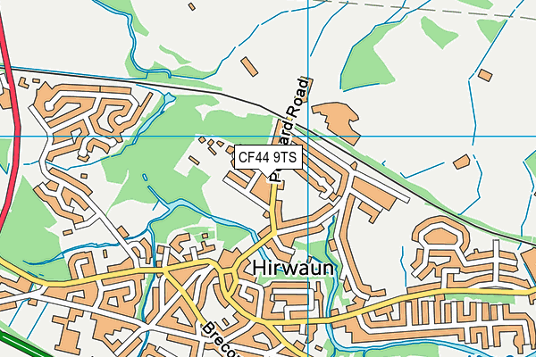 CF44 9TS map - OS VectorMap District (Ordnance Survey)