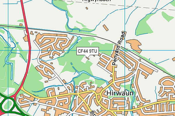 CF44 9TU map - OS VectorMap District (Ordnance Survey)