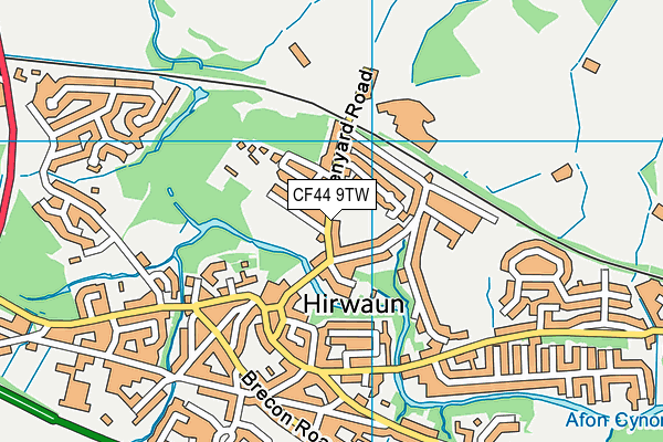 CF44 9TW map - OS VectorMap District (Ordnance Survey)