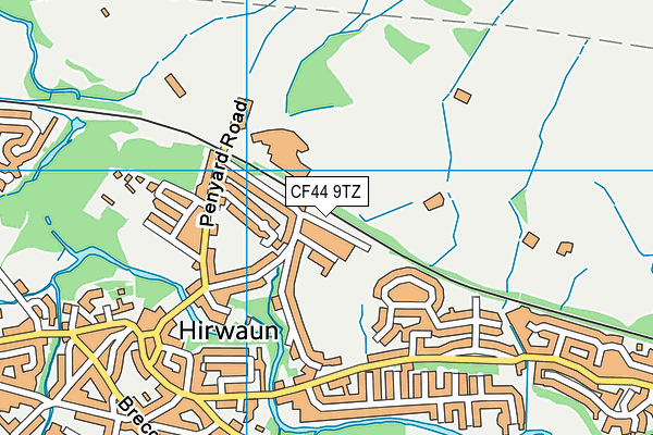 CF44 9TZ map - OS VectorMap District (Ordnance Survey)