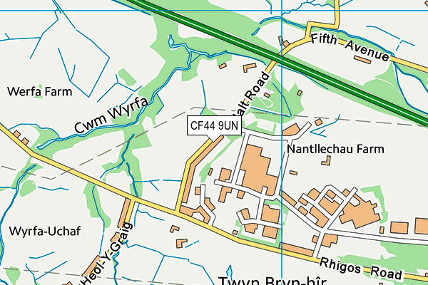 CF44 9UN map - OS VectorMap District (Ordnance Survey)