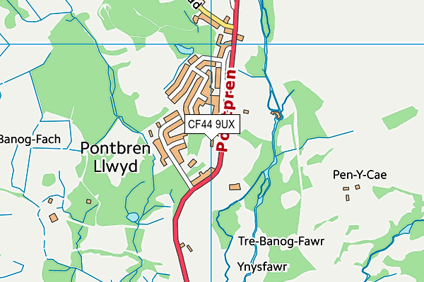 CF44 9UX map - OS VectorMap District (Ordnance Survey)