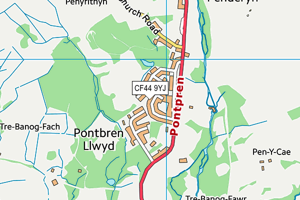 CF44 9YJ map - OS VectorMap District (Ordnance Survey)