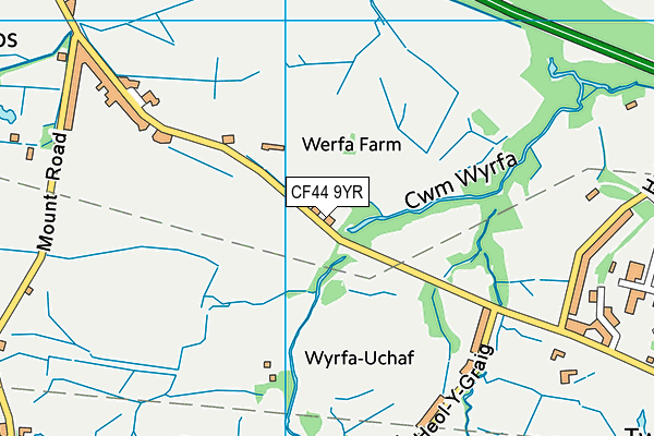 CF44 9YR map - OS VectorMap District (Ordnance Survey)