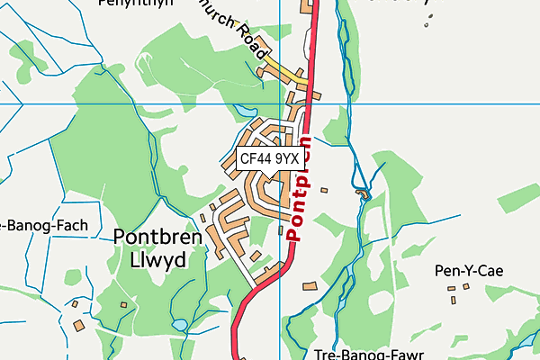 CF44 9YX map - OS VectorMap District (Ordnance Survey)