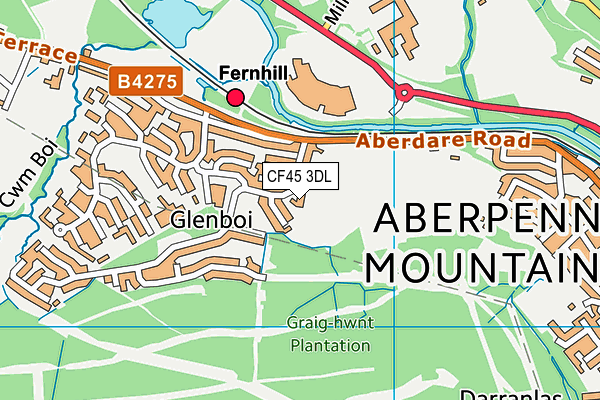 CF45 3DL map - OS VectorMap District (Ordnance Survey)