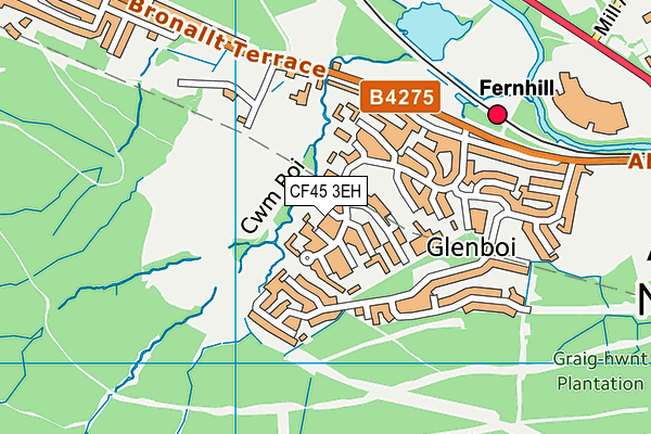 CF45 3EH map - OS VectorMap District (Ordnance Survey)