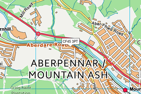 CF45 3PT map - OS VectorMap District (Ordnance Survey)