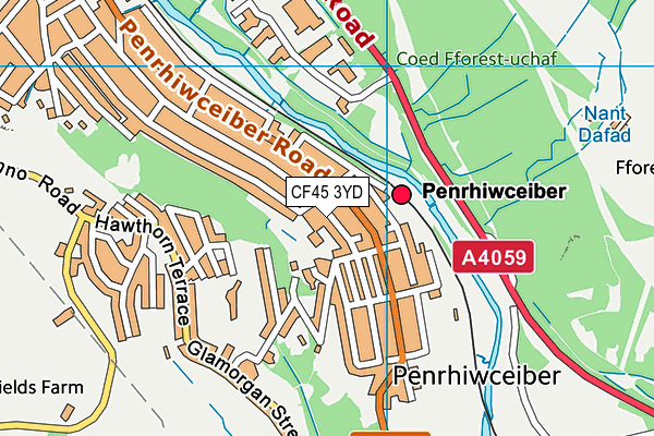 Penrhiwceibr Primary map (CF45 3YD) - OS VectorMap District (Ordnance Survey)