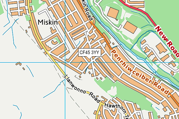 CF45 3YY map - OS VectorMap District (Ordnance Survey)