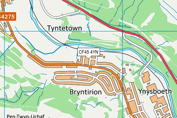 CF45 4YN map - OS VectorMap District (Ordnance Survey)