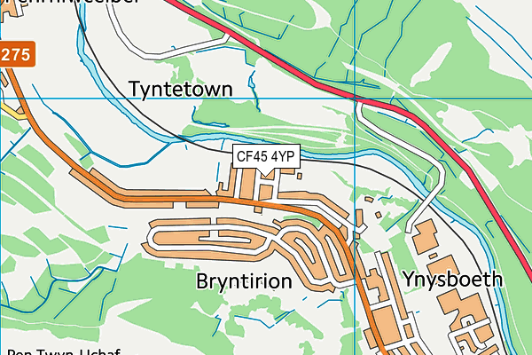 CF45 4YP map - OS VectorMap District (Ordnance Survey)