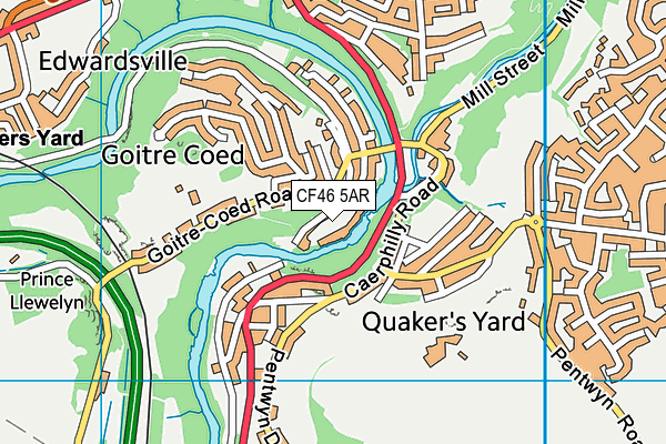 CF46 5AR map - OS VectorMap District (Ordnance Survey)