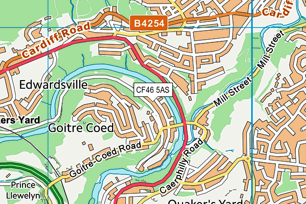 CF46 5AS map - OS VectorMap District (Ordnance Survey)