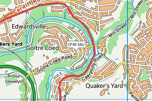 CF46 5AU map - OS VectorMap District (Ordnance Survey)