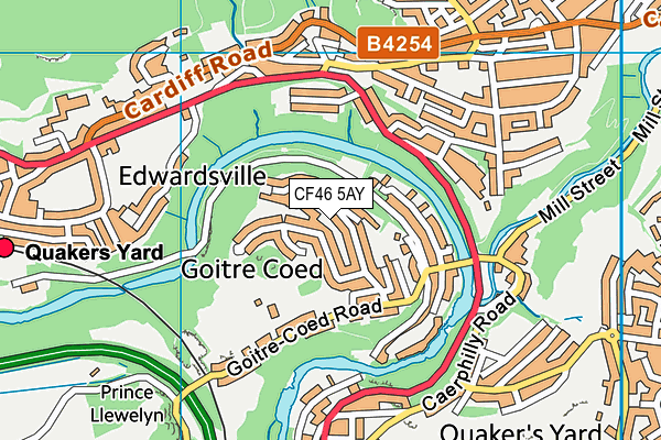 CF46 5AY map - OS VectorMap District (Ordnance Survey)