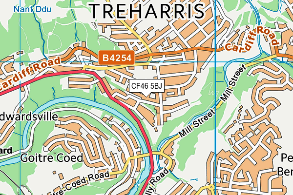 CF46 5BJ map - OS VectorMap District (Ordnance Survey)