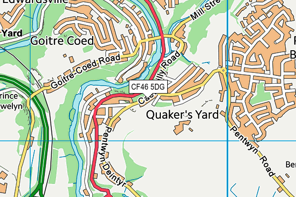 CF46 5DG map - OS VectorMap District (Ordnance Survey)