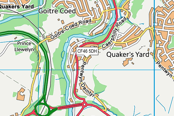 CF46 5DH map - OS VectorMap District (Ordnance Survey)